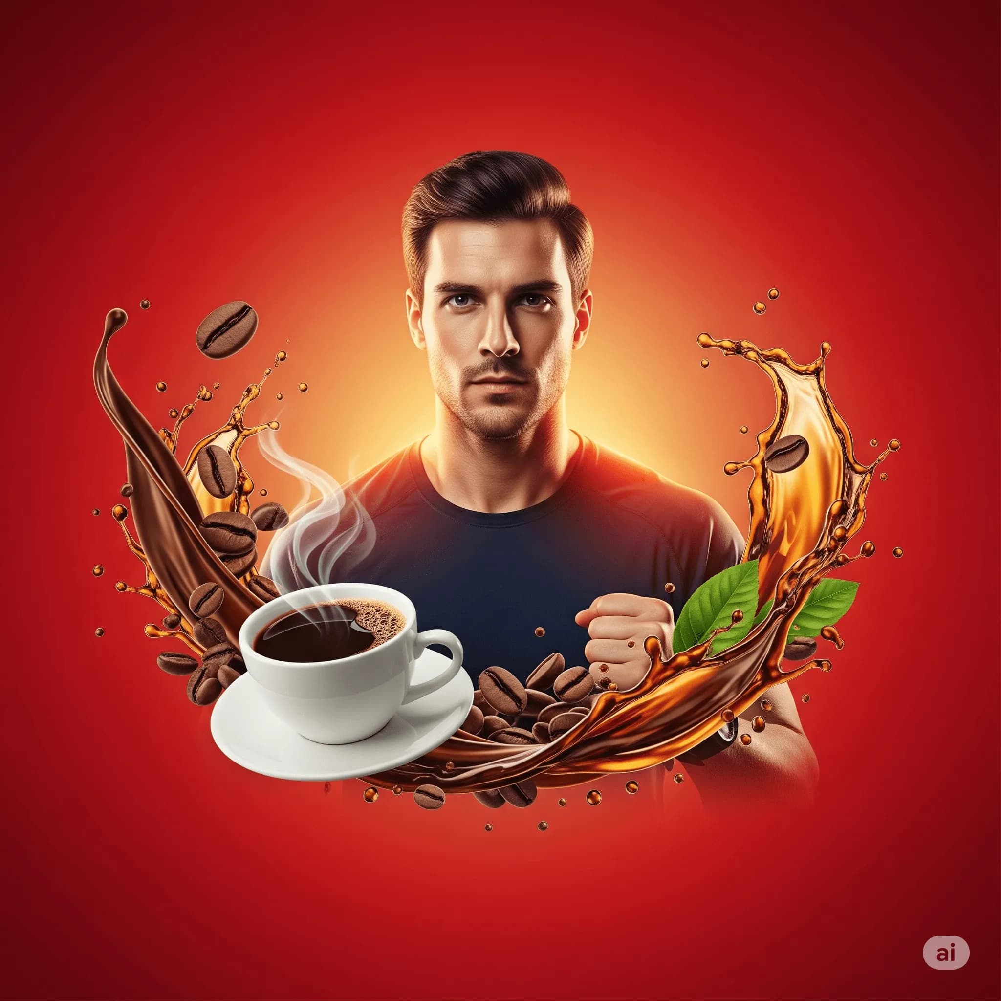 Homem utilizando cafeína para melhorar performance no treino